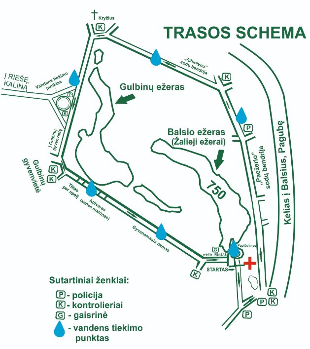 Bėgimo aplink Žaliuosius ežerus trasa