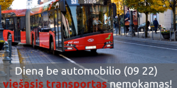 Rugsėjo 22 dieną viešasis transportas Vilniuje nemokamas