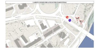 Planuotų darbų metu: laikini eismo ribojimai sostinės Olimpiečių gatvėje