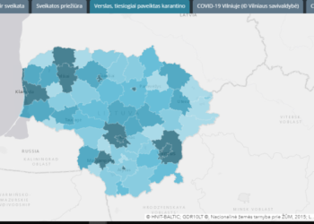 Parengtas virtualų žemėlapių rinkinys, leidžiantis analizuoti įvairius su Covid-19 virusu susijusius statistinius duomenis:
