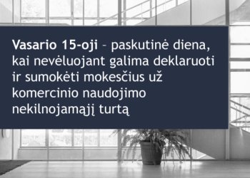 Vasario 15-oji – paskutinė diena, kai nevėluojant galima deklaruoti ir sumokėti mokesčius už komercinio naudojimo nekilnojamąjį turtą