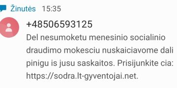 Būkite atsargūs: plinta melagingos žinutės siunčiamos „Sodros“ vardu