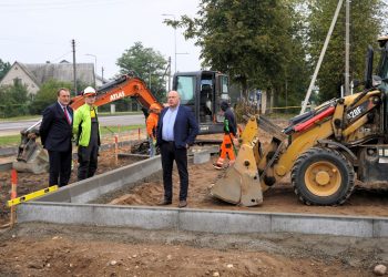 Rekonstrukcijos darbai Rudaminos turgavietėje tęsiami: darbus rangovai baigti žada 2024 m. vasarą