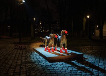 Vilniaus skulptūros nuotaikingai pasipuošė Kalėdoms (galerija)