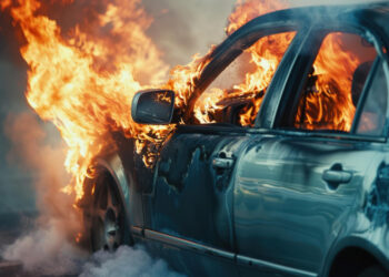 Užfiksuota tiesiogiai „Tik Tok“: Vilniaus rajone vyras niokojo ir galiausiai padegė nuosavą automobilį