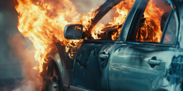 Užfiksuota tiesiogiai „Tik Tok“: Vilniaus rajone vyras niokojo ir galiausiai padegė nuosavą automobilį