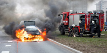 Neaiškios aplinkybės: prie Vilniaus ligoninės degė du automobiliai